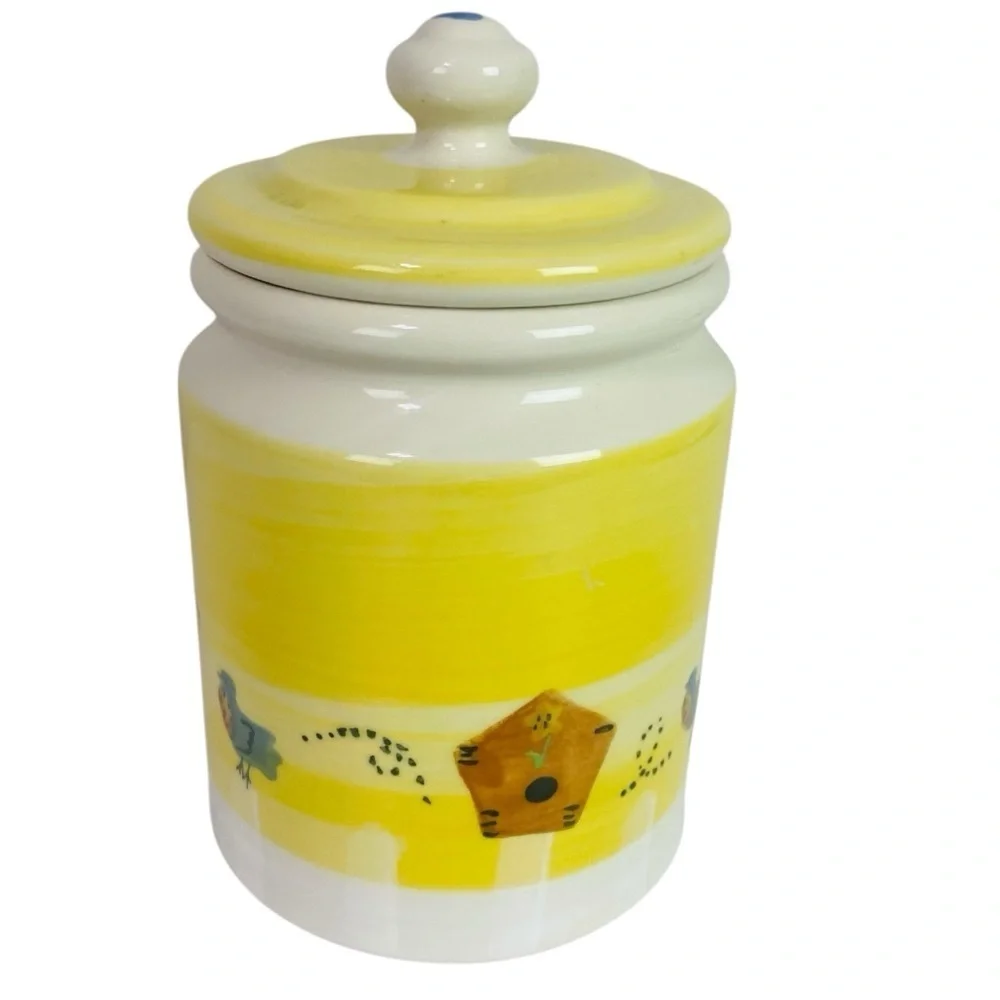 Hartstone Pottery Blue Bird Canister Cookie Jar 10“